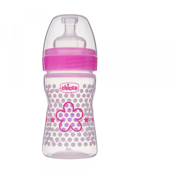 CHICCO BOTTLE WB 150 ML SIL PINK FLOWER